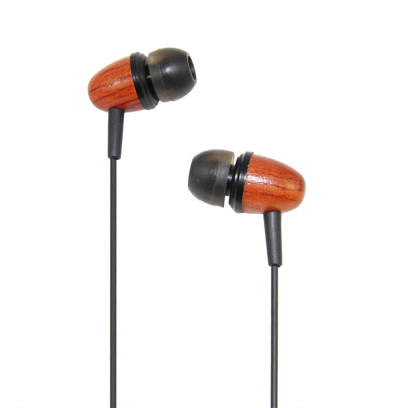 OEM-W100 Wooden earphones with round cable
