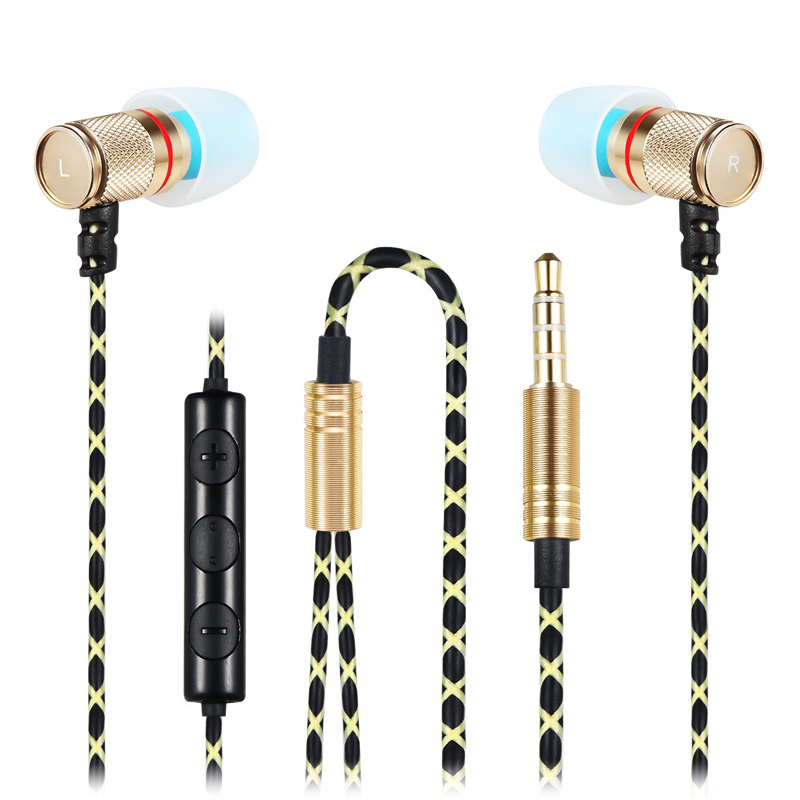 stereo in-ear earbuds 3.5mm gold plated plug handsfree